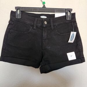 OLD NAVY black cuffed shorts pockets sz 0 NWT 3" rise belt loops summer beach